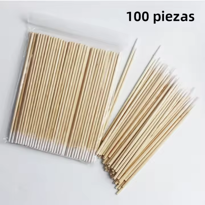 100/300/500Pcs Sticks De Limpieza Para Tatuaje Accesorios De Manicura Detalle Corrector De Tatuaje Material De Algodón Y Madera - 1