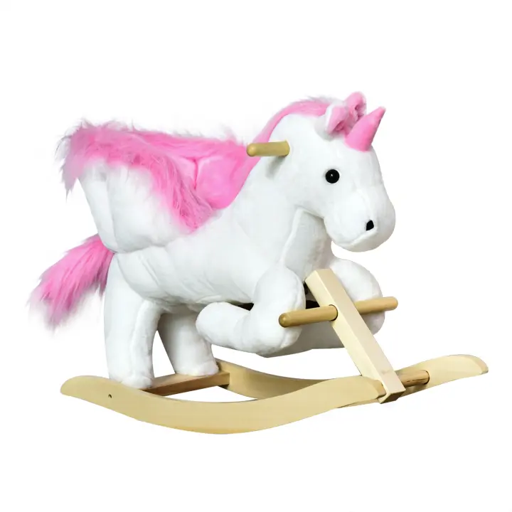 HOMCOM balancín animal caballito columpio infantil rosa + blanco - 1