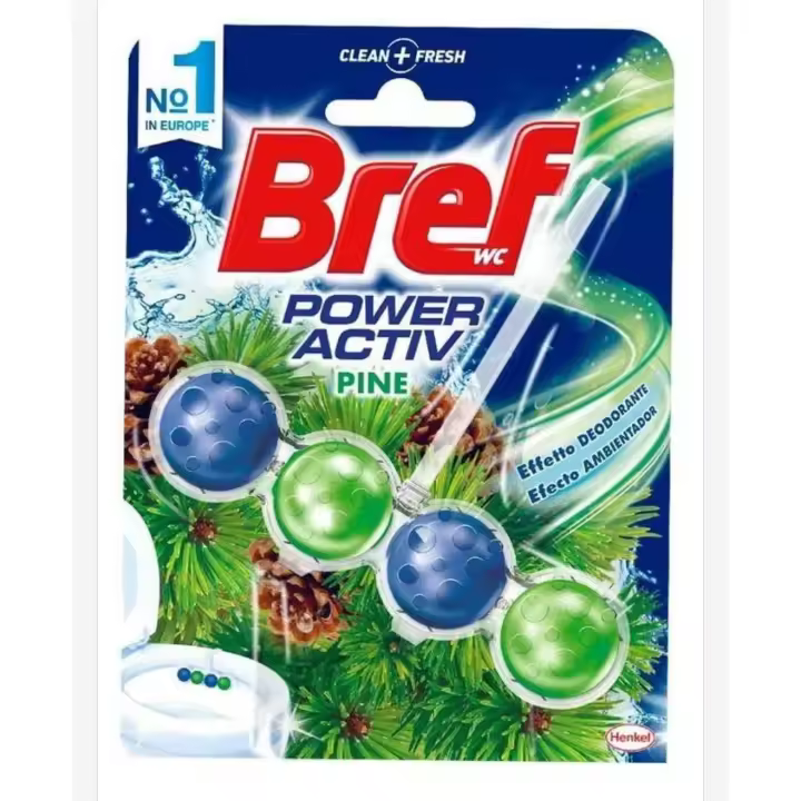 BREF Power Activ Natura Cesta WC (1 unidad), limpia baño para un WC siempre limpio y fresco, limpiador de baños con fórmula antical que elimina la suciedad - 1