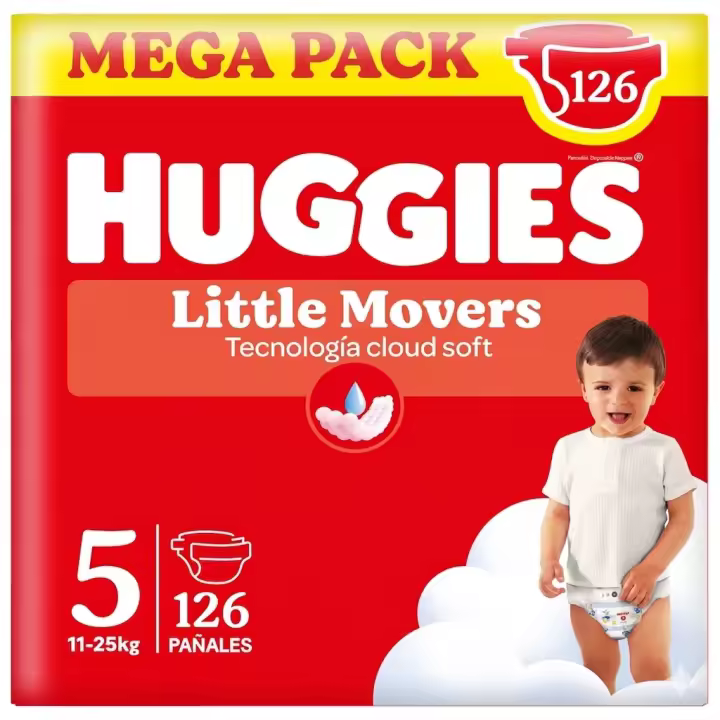 Huggies Little Movers - Ultra Comfort Pañales para Bebé, Tallas 3,4,5 y 6. Cintura Flexible, Elástica y Suave, Efecto Anti-Humedad, Mantiene al Bebé Seco hasta 12 horas, Comodidad para la piel 24/7, Diseños Disney. - 1