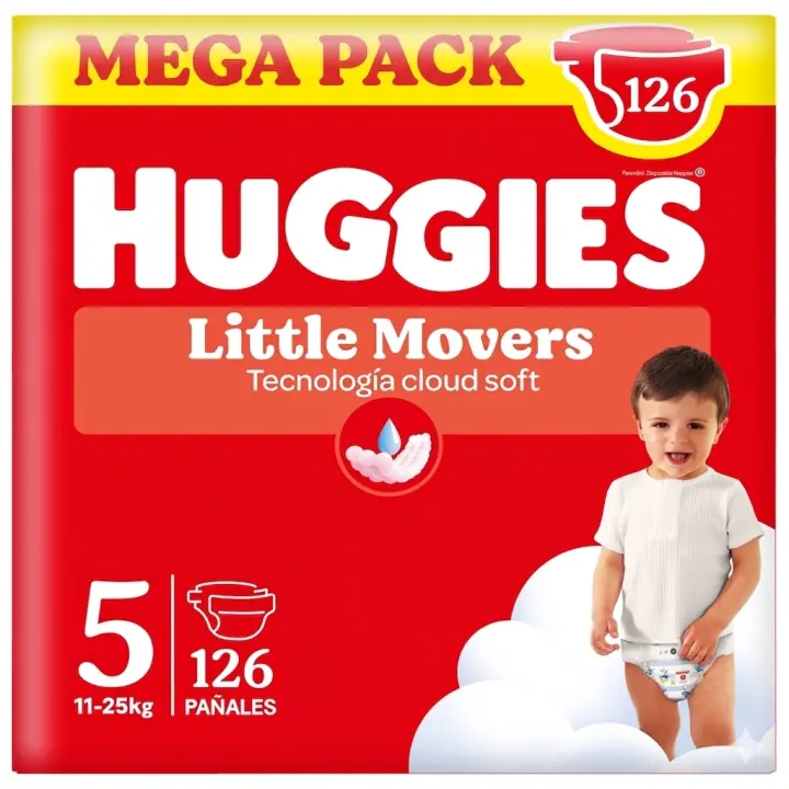 Huggies Little Movers - Ultra Comfort Pañales para Bebé, Tallas 3,4,5 y 6. Cintura Flexible, Elástica y Suave, Efecto Anti-Humedad, Mantiene al Bebé Seco hasta 12 horas, Comodidad para la piel 24/7, Diseños Disney. - 1