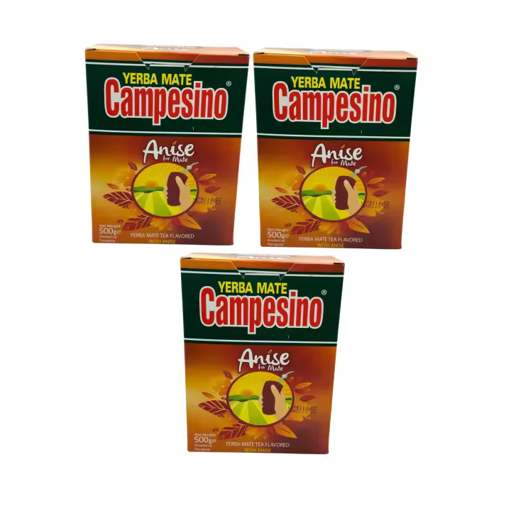 3 PAQUETES DE YERBA MATE CAMPESINO ANISE FOR  MATE 500G SUBTLY SWEET FLAVOR .DE PARAGUAY - 1