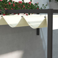 Outsunny Pérgola con Techo Retráctil Pérgola de Pared 3x2 m Cenador con Tela de Poliéster Resistente al Agua Pabellón para Jardín Patio Terraza Exterior Crema - details 3