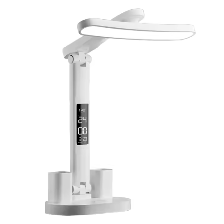 Lámpara De Escritorio LED Con Reloj Cargable Por USB Luz De Noche Plegable Protección Ocular Para Estudio Y Lectura - 1