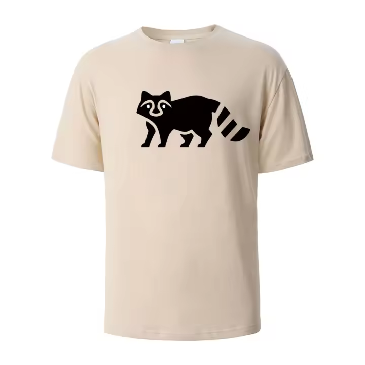 Camiseta Little Raccoon Para Hombres 100% Algodón Verano Transpirable Cómoda Impresión Divertida Camisetas Casuales De Manga Corta Cuello Redondo - 1