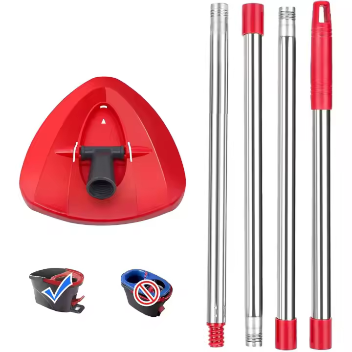 Base de cabezal de fregona giratoria roja con mango de fregona para Vleda Turbo Spin Reemplazo de repuesto de fregona de tanque 2 en 1, disco de cabeza de fregona giratoria triangular para Turbo Smart /E - 1