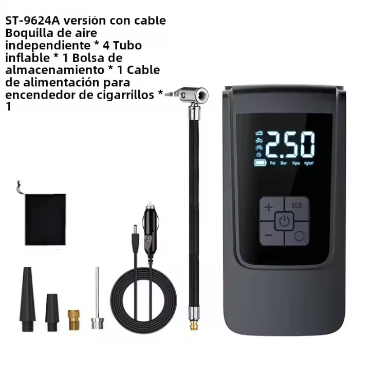 Bomba De Aire Portátil Para Coche Y Motocicleta Inflador De Neumáticos Eléctrico Compresor De Aire Para Automóviles Motos Y Bicicletas - 1