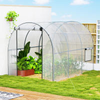 Invernadero túnel para tomates Outsunny Garden Superficie del suelo 6 m² 3L x 2W x 2H m Marco tubular reforzado Puerta con cremallera 2 ventanas enrollables - Transparente - details 8