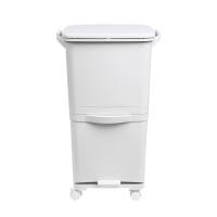 Papelera de reciclaje de clasificación selectiva con pedal, ruedas y asa de doble compartimentos de 38L (24L + 14L) o 42L (24L + 4L + 14L) - details 8