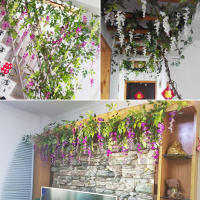 2pcs Guirnalda De Flores Artificiales Wisteria Vino Para Decoración De Boda Y Jardín Estilo De Flores Hechas De No-tejidas Originales En Guangdong - details 5