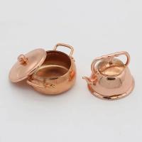 Set De 3 Piezas Para Muñecas 1:12 Casa De Muñecas Miniatura Sartén De Bronce Olla Cocina Utensilios De Cocina Accesorios Para Muñecas - details 2