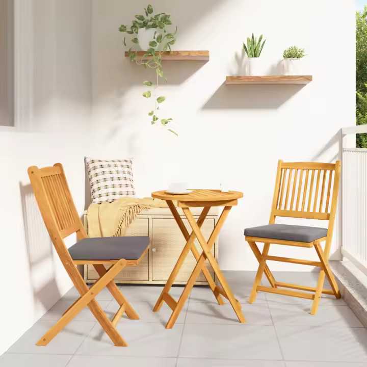 Sillas de jardín plegables vidaXL con cojín gris 2 piezas de madera de acacia maciza - 1