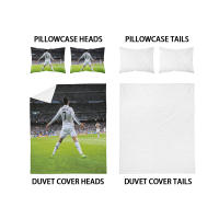 Juego De Cama 3 Piezas Estampado De Estrella De Fútbol Y Amor (1 Funda De Edredón + 2 Fundas De Almohada) Set De Algodón Suave Y Cómodo - details 14