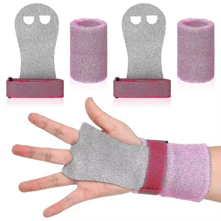 4 Pcs Gymnastics Grips And Wristbands Bar Grips Palm Protection And Wrist Support Bands For Kid's Workout Exercise - 1