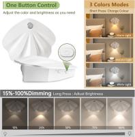 Luz nocturna LED con detector de movimiento  2 unidades  recargable  USB  lámpara de pared interior con 3 modos de intensidad regulable (automático/ON/OFF)  lámpara de noche adhesiva para - details 0