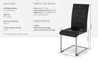 Tectake - Sillas de comedor BETTINA 41 x 52 x 99 cm, Acolchado de piel sintética, Silla para salón o dormitorio, Mueble moderno, Respaldo continuo, Patas de acero esbeltas, Versátil y combinable, Sillas para salón modernas, Capacidad de carga 120 kg - details 5