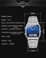 Reloj Deportivo De Lujo Para Hombres Y Mujeres SANDA Estilo G Dual Display LED Digital Y Analógico Acero Inoxidable Resistente Al Agua Cronógrafo Luminoso - details 4