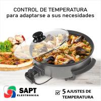 Sartén Eléctrica SAPT con Regulador de Temperatura | 3 Tamaños Disponibles | Base Antiadherente + Tapa de Cristal | Asas Anti quemaduras | Ideal para Pizza, Pan y Paellas | 5 Niveles de Temperatura | Cocina Rápida y Versátil 🍕🔥 - details 0