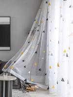 Cortina De Tela Gauze Bordada En Triángulo Translúcida Y Respirable Para Dormitorio Y Sala De Estar 1PC Antipolvo Moderna - details 3