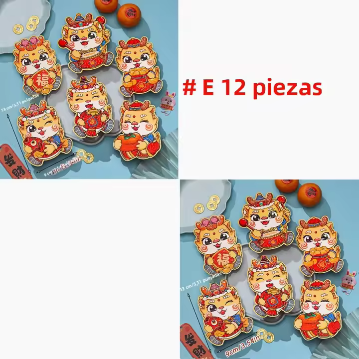 12pcs HongBao Envolventes Rojos Para Año Nuevo Chino 2024 Año Del Dragón Año Nuevo 2025 Suministros De Bolsillo De Serpiente Sortilegio Color Rojo Tamaño Estándar - 1