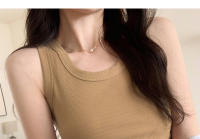 Top Corto De Verano Para Mujer Sin Mangas En Estilo Casual Suéter De Encaje Con Ribbing Solido Camiseta De O-Neck Moda Urban Streetwear - details 31