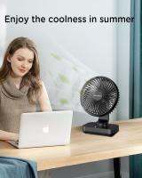 Ventilador de Mesa USB, Silencioso Recargable Ventiladores 4000mAh, Potente con 4 Velocidades, 120 ° Auto-Oscilación, Ventilador Portátil para Oficina, Dormitorio, Exterior, Negro Oscilante - details 1