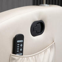 HOMCOM Sillón de Masaje Sillón Relax Eléctrico con 4 Modos de Vibración Reclinación 145° Tapizado en Microfibra Mando a Distancia Mesita 2 Bolsillos Laterales y Posavasos 77x93x105 cm Beige - details 4