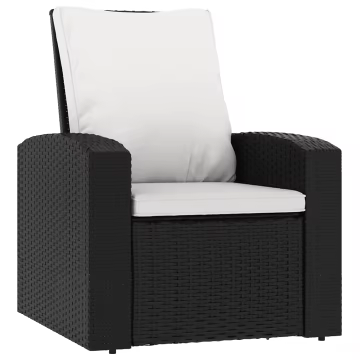 vidaXL Sillón reclinable de jardín con cojines ratán sintético negro - 1