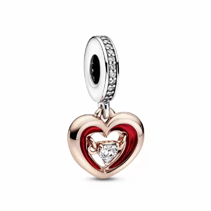 Charm Colgante Pandora rose Corazón Radiante en Dos Tonos - 1