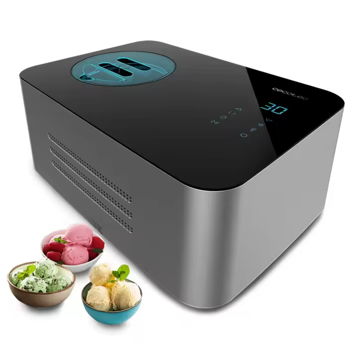 Cecotec - Heladera para helados Gelacy 800 (8049) con control manual y compresor integrado, capacidad 0,8 L, ideal para helados cremosos, sorbetes y yogures caseros, diseño compacto negro de 20 x 31 x 23 cm - 1