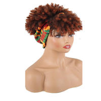 Pelucas Rizadas Para Mujeres Negras Con Diadema Peluca Corta Africana Kinky Rizada De Sintético Con Diadema Attachada Tamaño Promedio 2 En 1 - details 3