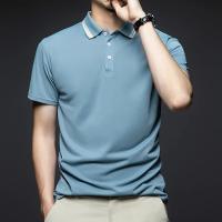 Camisa Polo Hombre Estilo Casual Transpirable Con Mangas Cortas Y Rayas Cuello Redondo Top Cómodo Para Verano - details 12