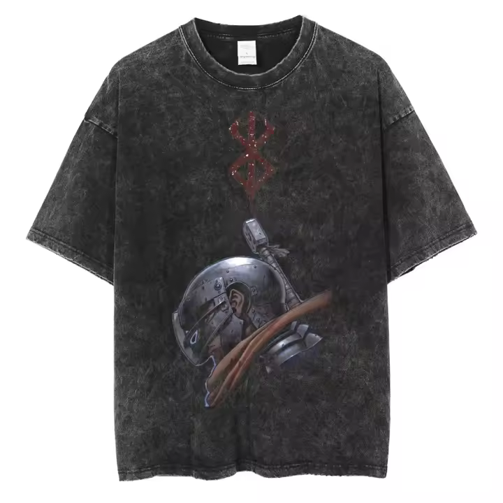 Camiseta Negra Vintage Lavada De Manga Corta Para Hombre Estilo Hip Hop Streetwear Anime Gráfico Cotton Summer 2024 - 1