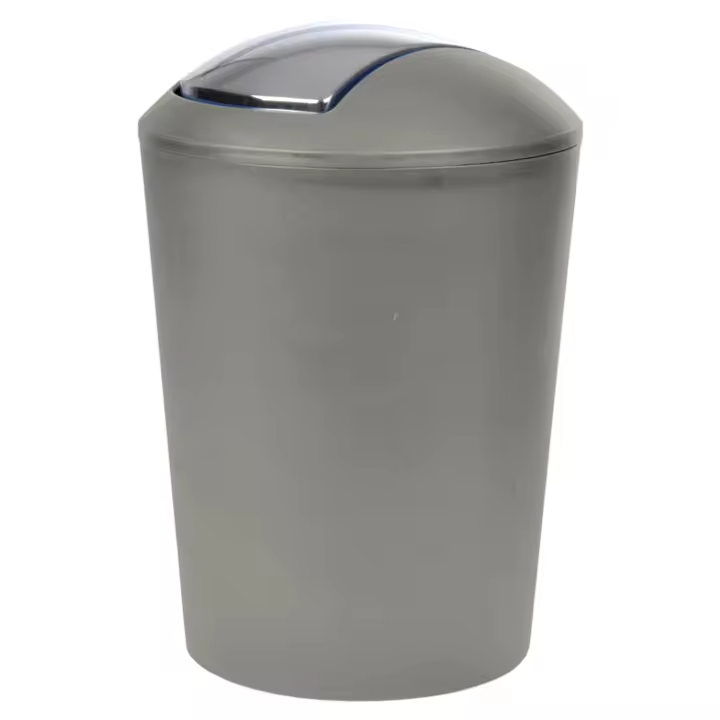 TIENDA EURASIA - Papelera Baño | Papelera de Baño con Tapa Basculante | 5,6 Litros de Capacidad | Diseño Moderno en Polipropileno | Medida Ø 20 x 29 cm (Gris) - 1