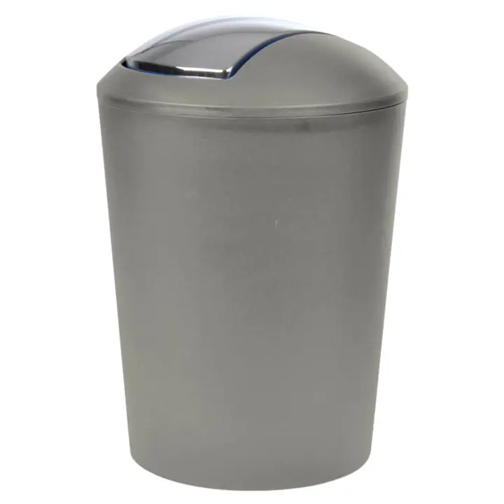 TIENDA EURASIA - Papelera Baño | Papelera de Baño con Tapa Basculante | 5,6 Litros de Capacidad | Diseño Moderno en Polipropileno | Medida Ø 20 x 29 cm (Gris) - 1