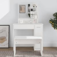 vidaXL Tocador con espejo 86,5x35x136 cm en color Blanco/Roble Sonoma/Marrón roble y más | decorativo de pared para baño dormitorio recibidor moderno - details 0