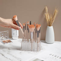 Organizador De Maquillaje Transparente En Acrílico Con 26 Agujeros Soporte Para Brochas Labiales Y Líneas De Ojos Elegante Y Funcional Para El Escritorio - details 2