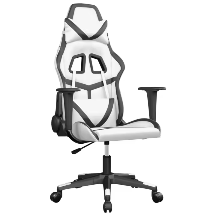 Silla Gaming de masaje Blanco y Negro - 1