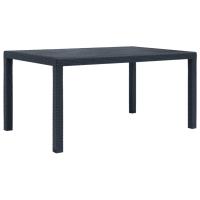 vidaXL Mesa de jardín de plástico aspecto ratán gris 150x90x72 cm en color Antracita/Blanco/Marrón | estructura resistente ideal para salón dormitorio o estudio - details 0