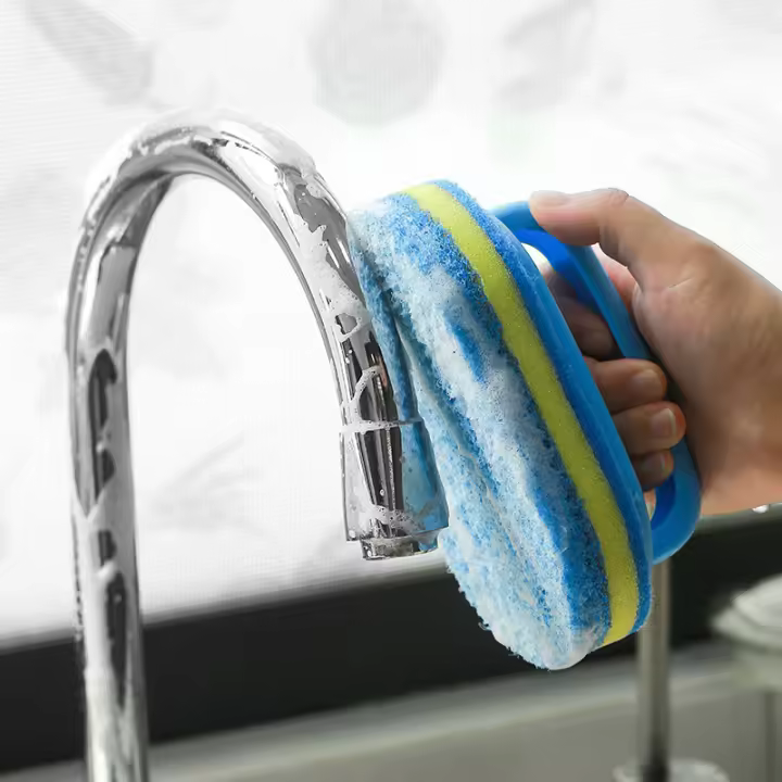 Cepillo De Limpieza Con Mango Y Esponja Herramienta Para Lavar Platos Y Ollas En La Cocina Material PP No Electrónico - 1