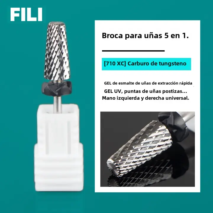 Juego De 5 En 1 Brocas De Carburo De Titanio Para Uñas Herramienta De Manicura Para Eliminar Polvo De Uñas Y Aplicar Gel UV Accesorios Para Maquillaje - 1