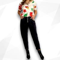 Camiseta Pico Estampado Floral Aire Retro - Flores y Calaveras - details 3