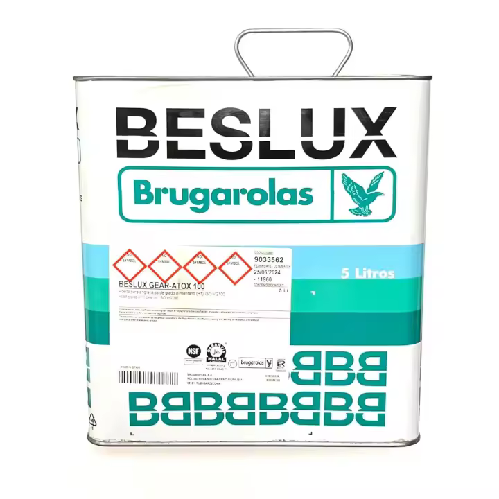 Aceite Brugarolas Beslux Gear Atox 100 Aceite industrial de grado alimentario ISO VG100 Envase 5litros. Lubricante incoloro autorizado para utilizar en industria alimentaria. - 1