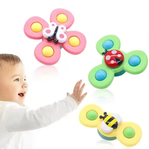 3-Pack - Fidget Spinner with Suction Cup for Children - Spinning Toy multicolor - 1