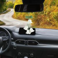 Accesorios lindos del coche para las mujeres, Bellflower hecho a mano colgante del coche, espejo que cuelga los accesorios para su coche (blanco) - details 1