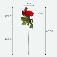 Rosa Artificial De Seda Roja Simulación 1 Flor 2 Brotes Toque Real Para Decoración De Hogar Boda DIY Arreglo Floral - details 8