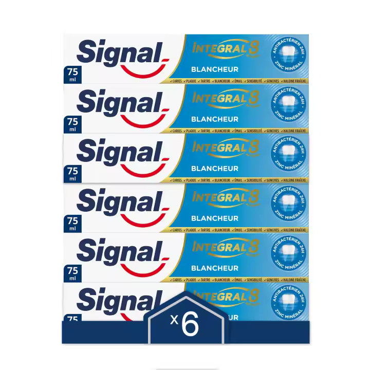Signal Pasta de Dientes Integral 8. Blanqueador dental ayuda a conseguir un blanco natural 75ml - Pack de 6 - 1