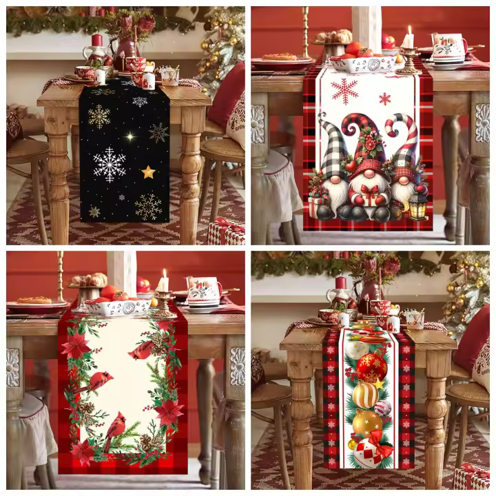 Mantelero Navideño 'Feliz Navidad' Decoración Xmas Para Hogar Suministros De Fiesta Navideña 2024 Cubierta De Mesa De Navidad - 1
