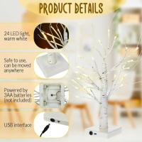 Luz De Árbol De Bricolaje Artificial USB Birch Tree 24 Pulgadas/60 Centímetros Para Decoración De Navidad Halloween Acción De Gracias Jardín - details 8