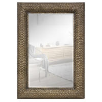 Espejo Rectangular de Metal Labrado en Oro Patinado, Espejo de Pared con Luna Biselada. Ideal para Baños, Salón, Dormitorio... (Mod. Malasia 99X69 cm) - details 1